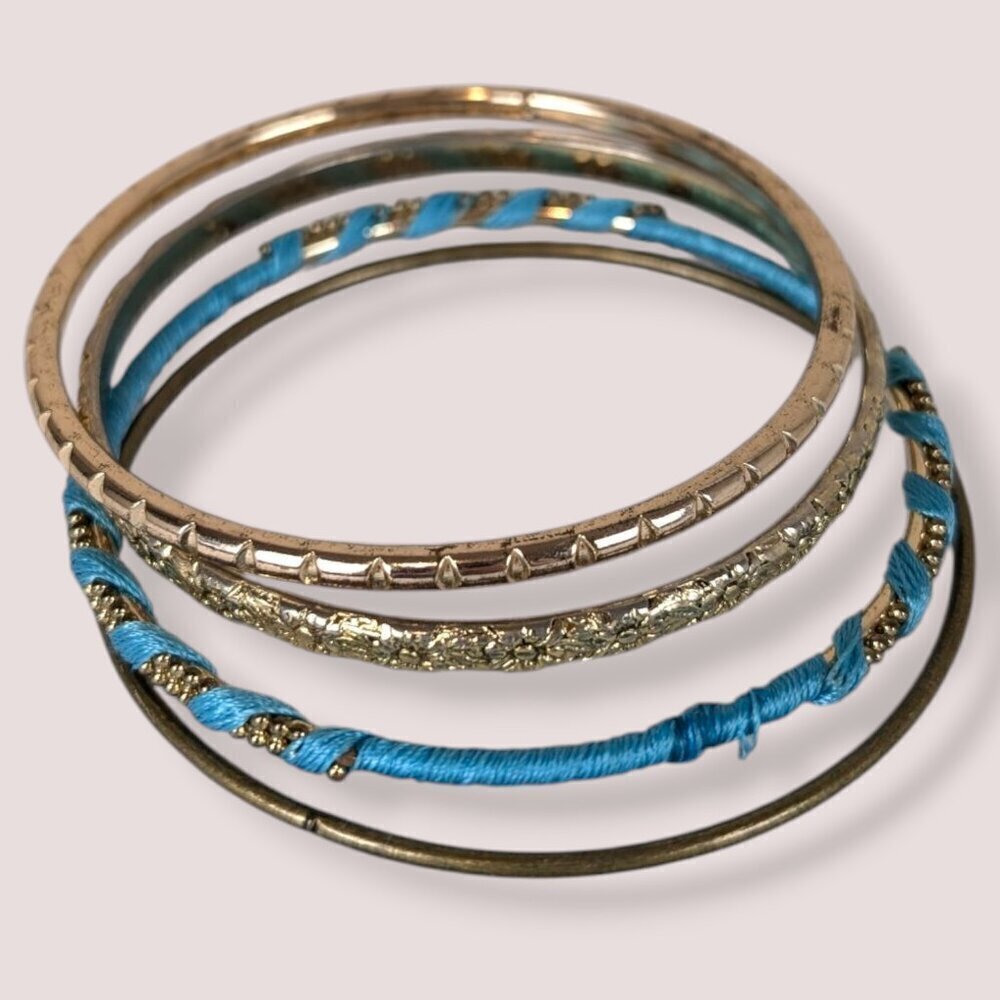 Set of 4 Gold Tone Bangles - Picture 2 of 4